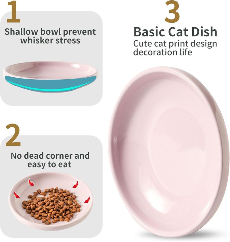 Howise 3 PCS Ceramic Cat Bowls, 5.5 in Pet Bowl Cat Dishes for Food and Water, Small Dog Dish(Purple) - Image 4
